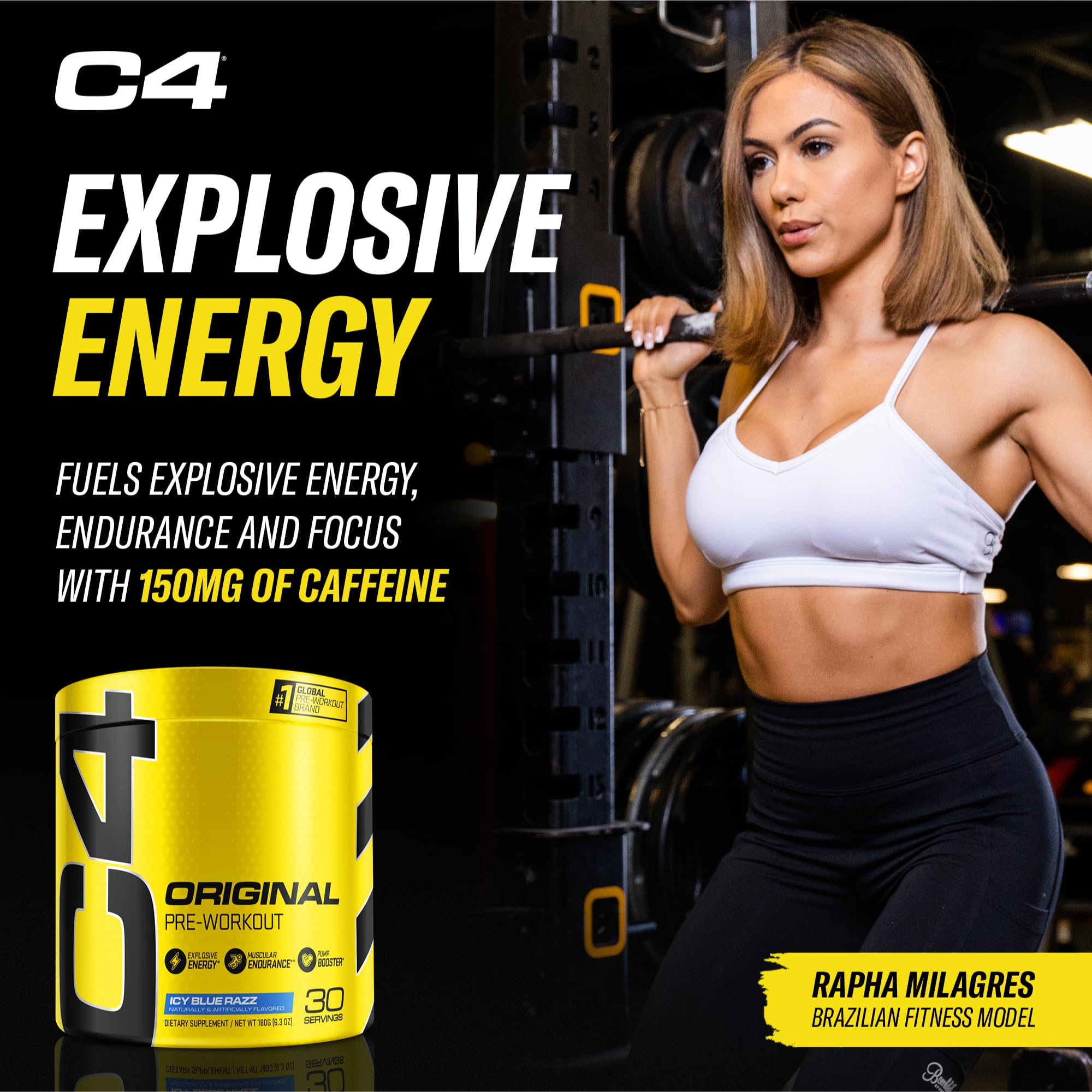 C4 etiqueta con ingredientes destacando beta-alanina y creatina