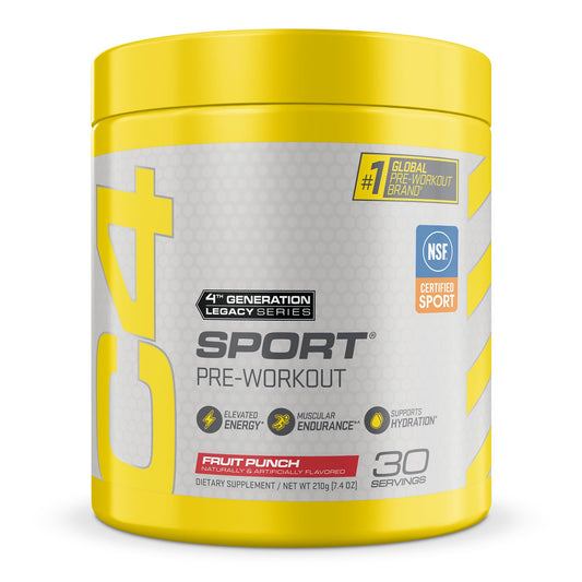 C4 envase frontal Fruit Punch mostrando la marca y beneficio energético