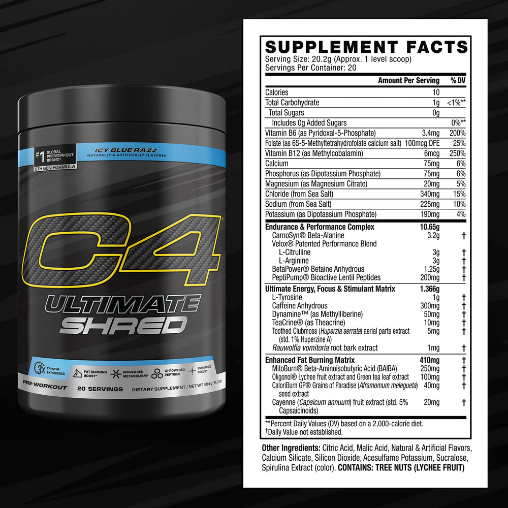 Cucharada de C4 en uso disolviéndose para energía antes del entrenamiento