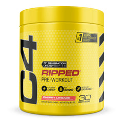 C4 Ripped frontales del envase mostrando sabor Cherry Limeade y beneficios energéticos