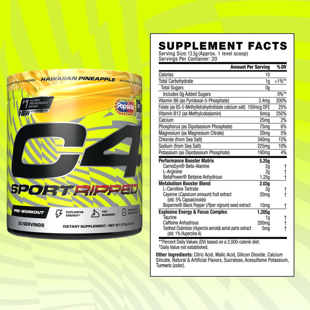 Detalle de ingredientes clave de C4 Ripped mostrando Cayena y L-Carnitina