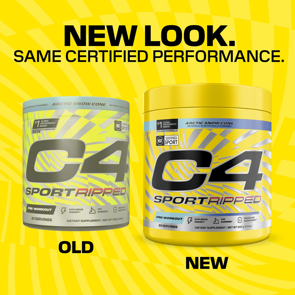 Vaso con mezcla de C4 Ripped antes de entrenar, marca C4 para energía instantánea