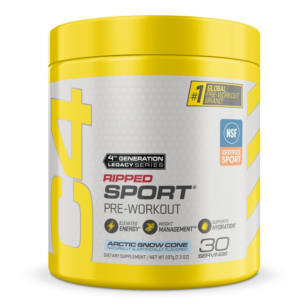 Envase de C4 Ripped Sport mostrando diseño frontal y dosis clara