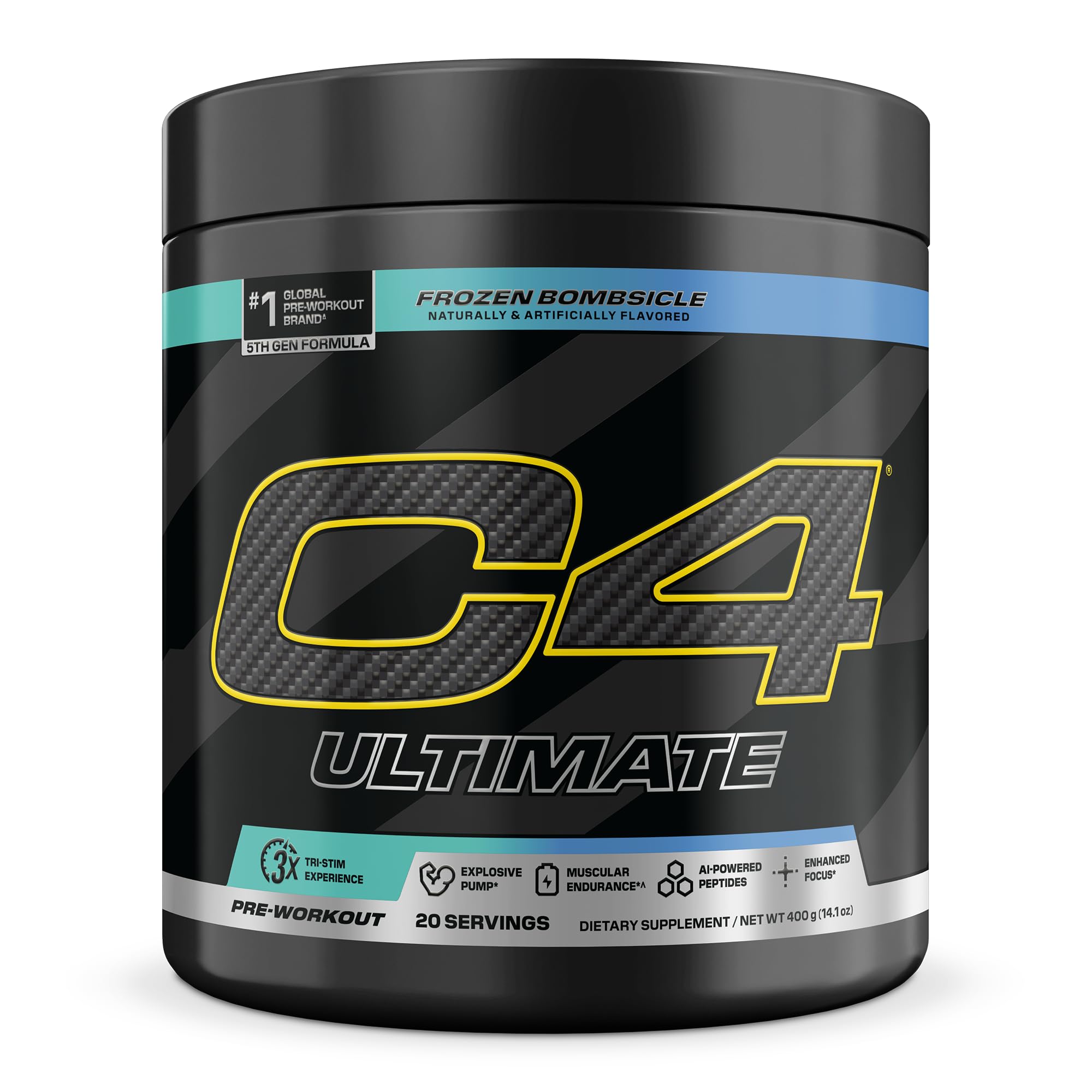 C4 envase frontal mostrando marca y energía para entrenamientos