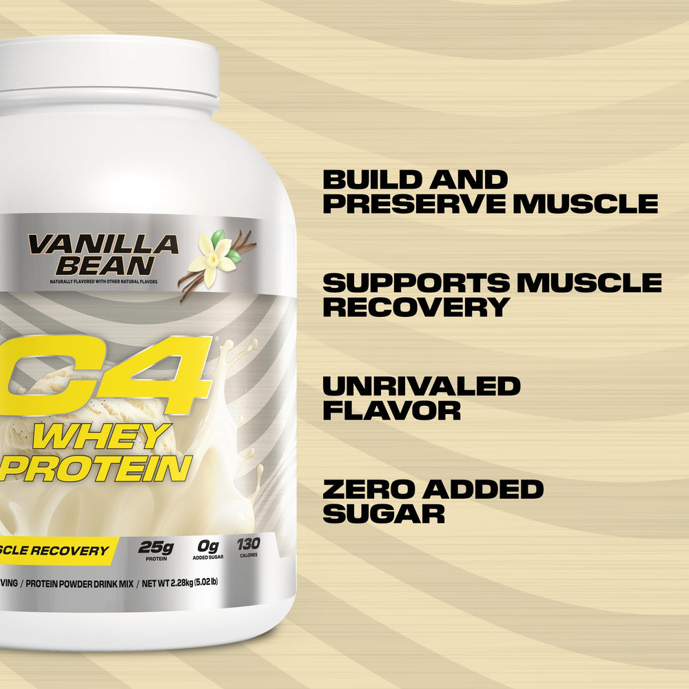 Vaso con batido C4 Whey Protein preparado lista para recuperación
