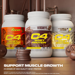 Etiqueta de C4 Whey Protein mostrando información nutricional y beneficios