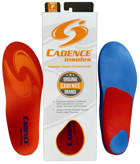 Cadence vista frontal del empaque naranja mostrando soporte y durabilidad