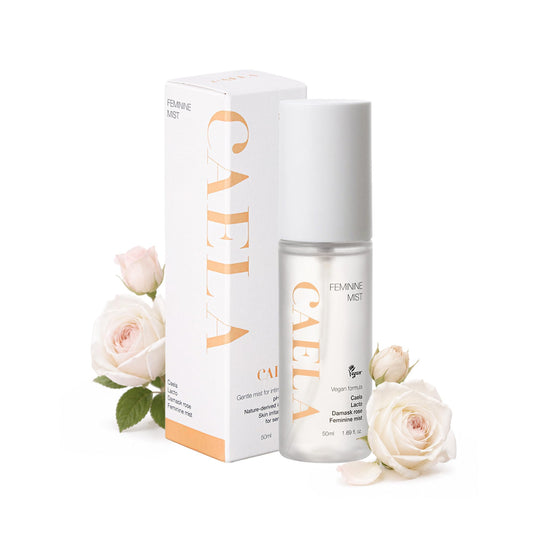 CAELA frasco frontal mostrando diseño y tamaño práctico