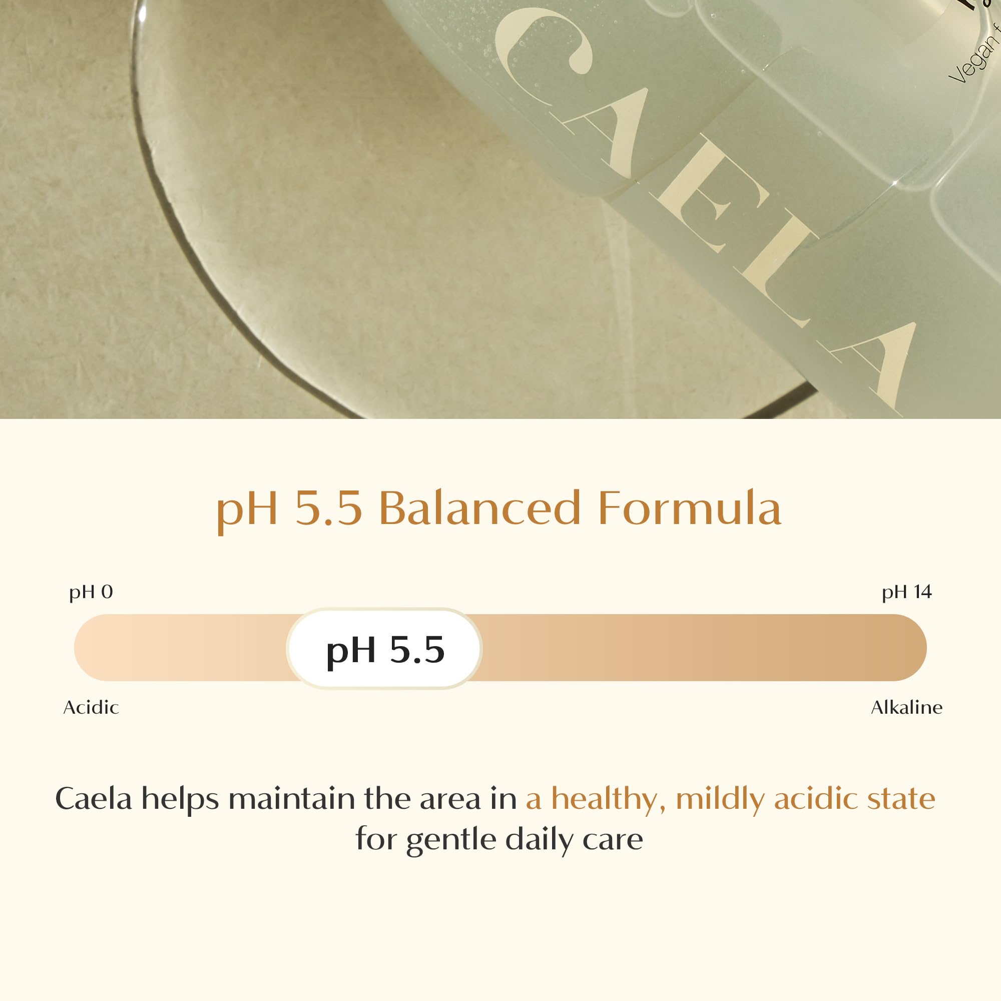 CAELA tamaño 200 ml comparado con una mano, ventaja de portabilidad