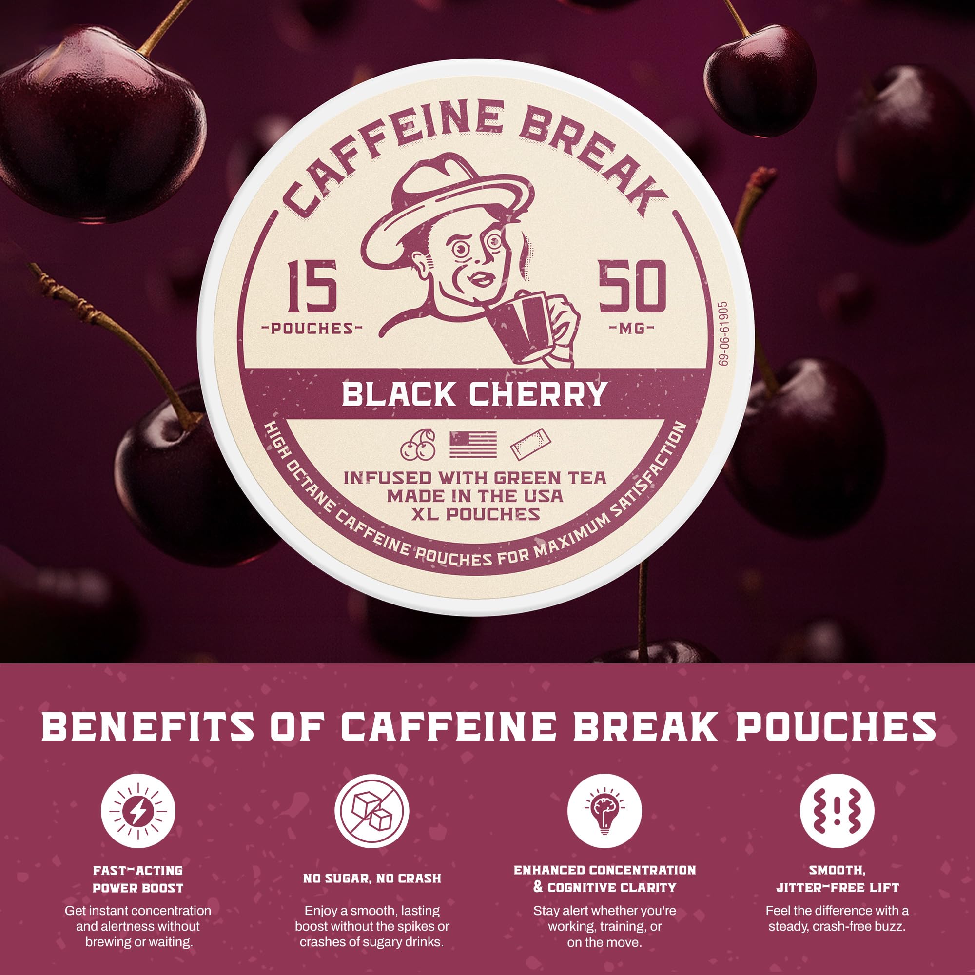 Caffeine Break etiqueta de ingredientes para confianza y origen USA