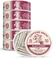 Caffeine Break lata frontal Black Cherry muestra diseño y beneficio portátil