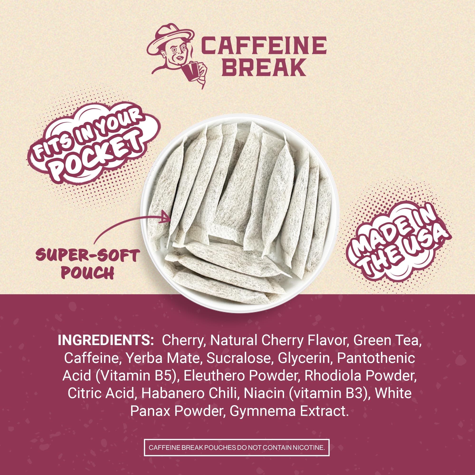 Caffeine Break pouch en mano para comparar tamaño y conveniencia