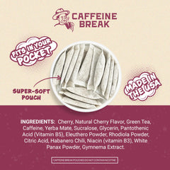 Caffeine Break pouch en mano para comparar tamaño y conveniencia