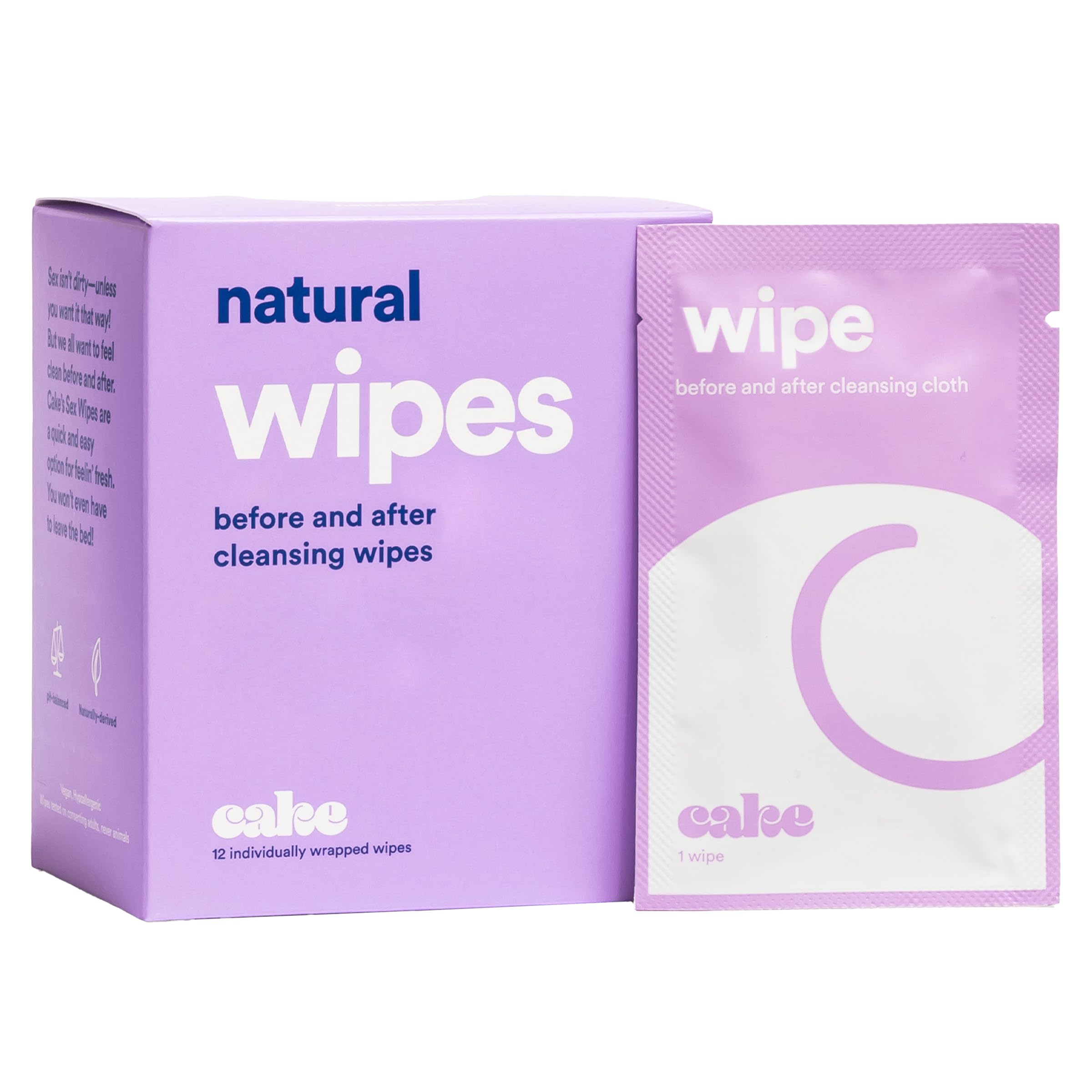 Cake empaque frontal de Hello Cake Sex Wipes mostrando diseño y cantidad, conveniencia inmediata