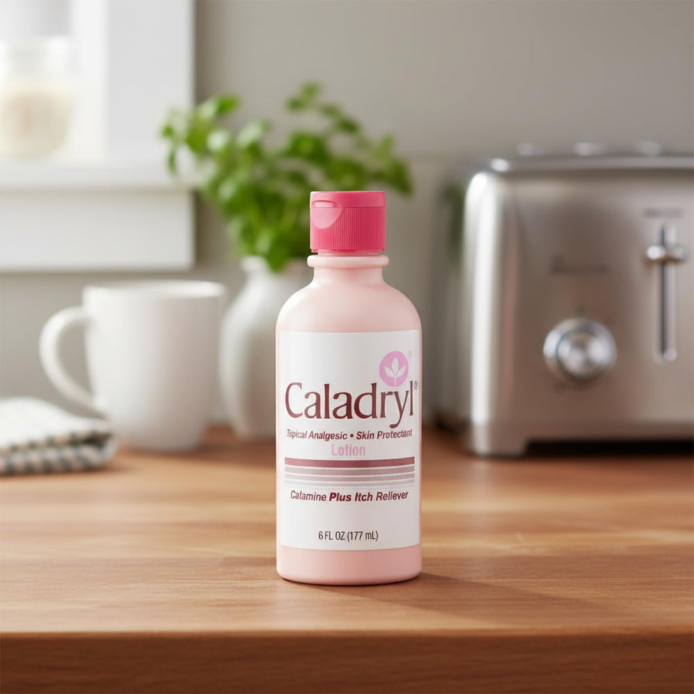 Etiqueta de Caladryl con ingredientes y uso para identificar instrucciones claras