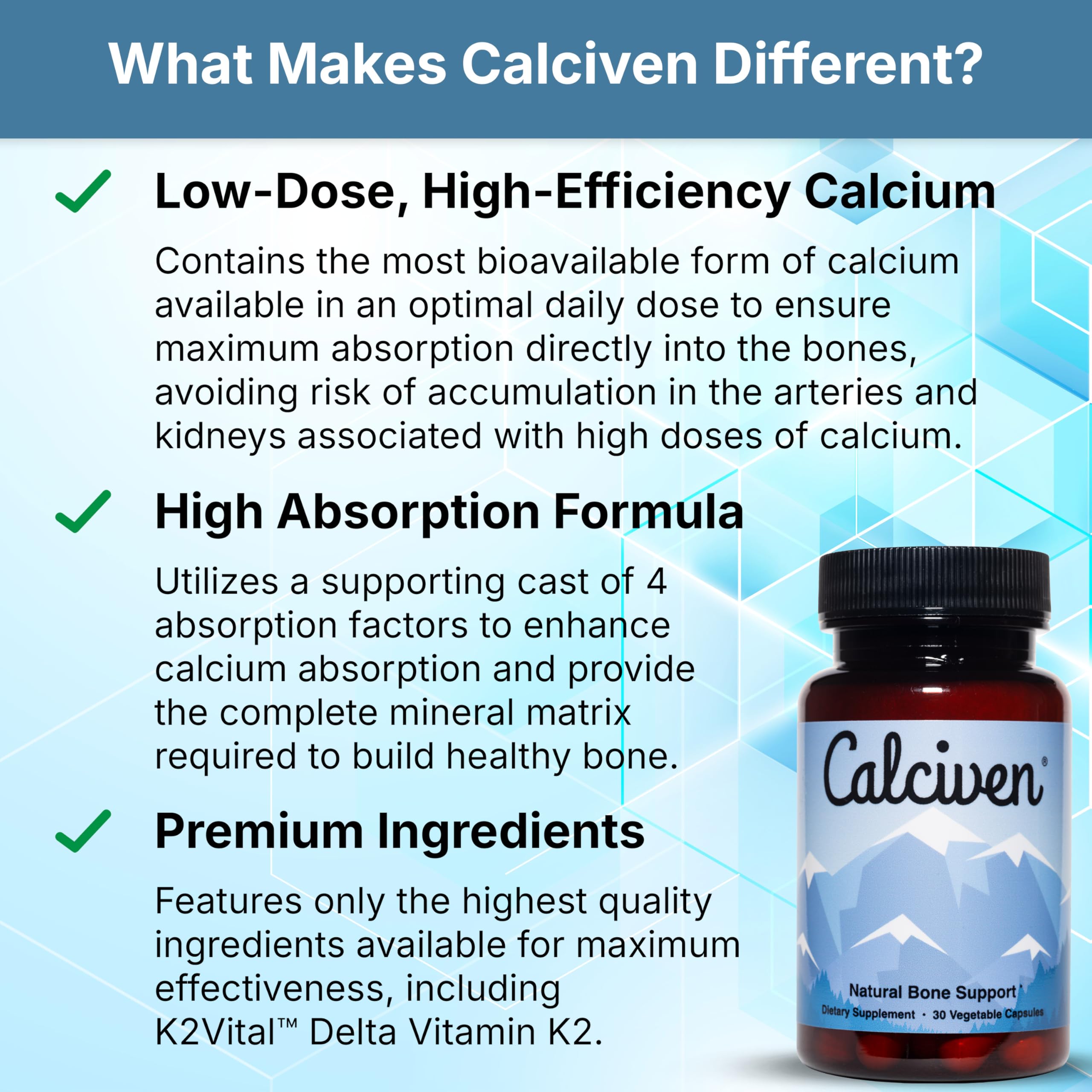 Etiqueta Calciven resaltando ingredientes clave y perfectas cantidades