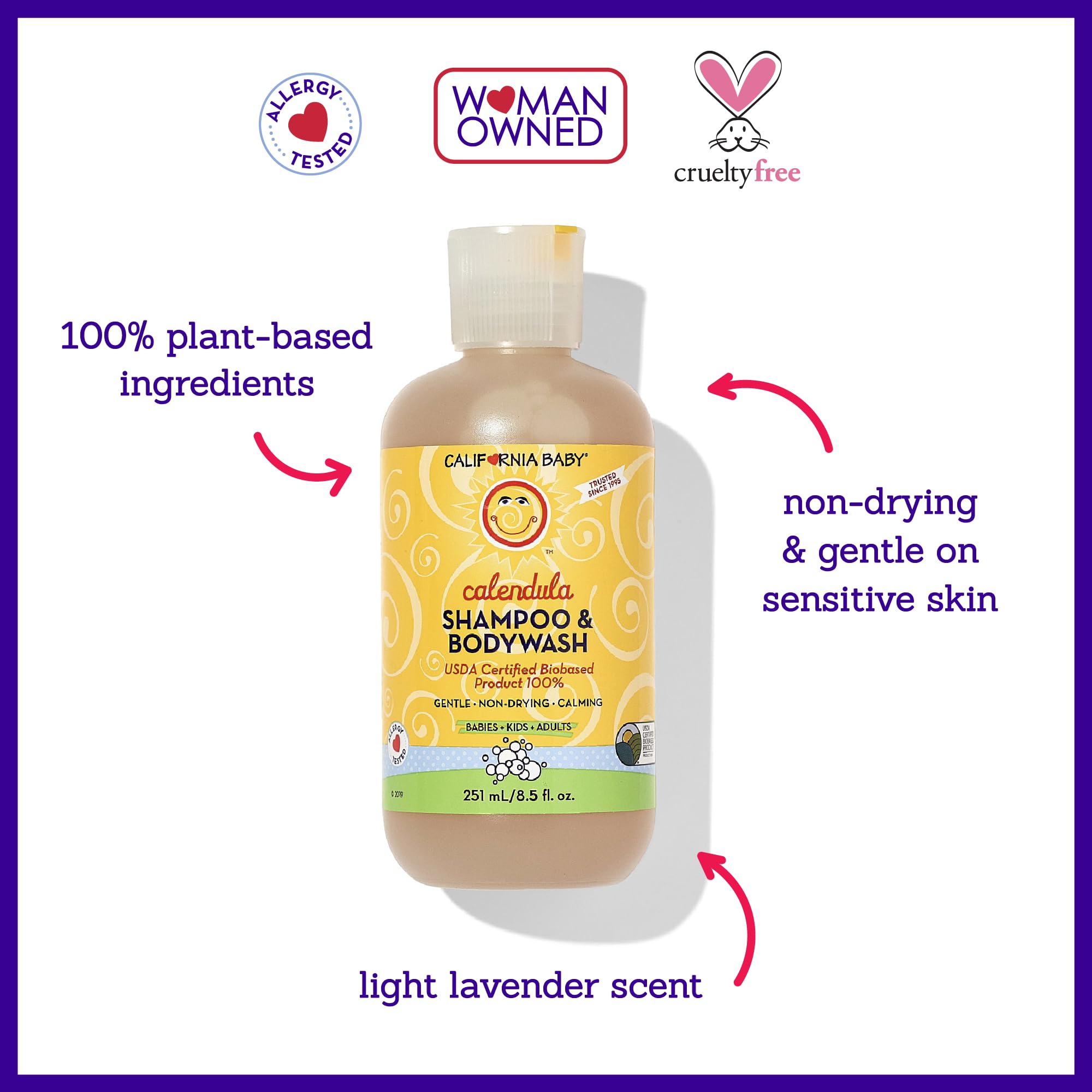 California Baby gel en mano demostrando cantidad adecuada y fácil enjuague