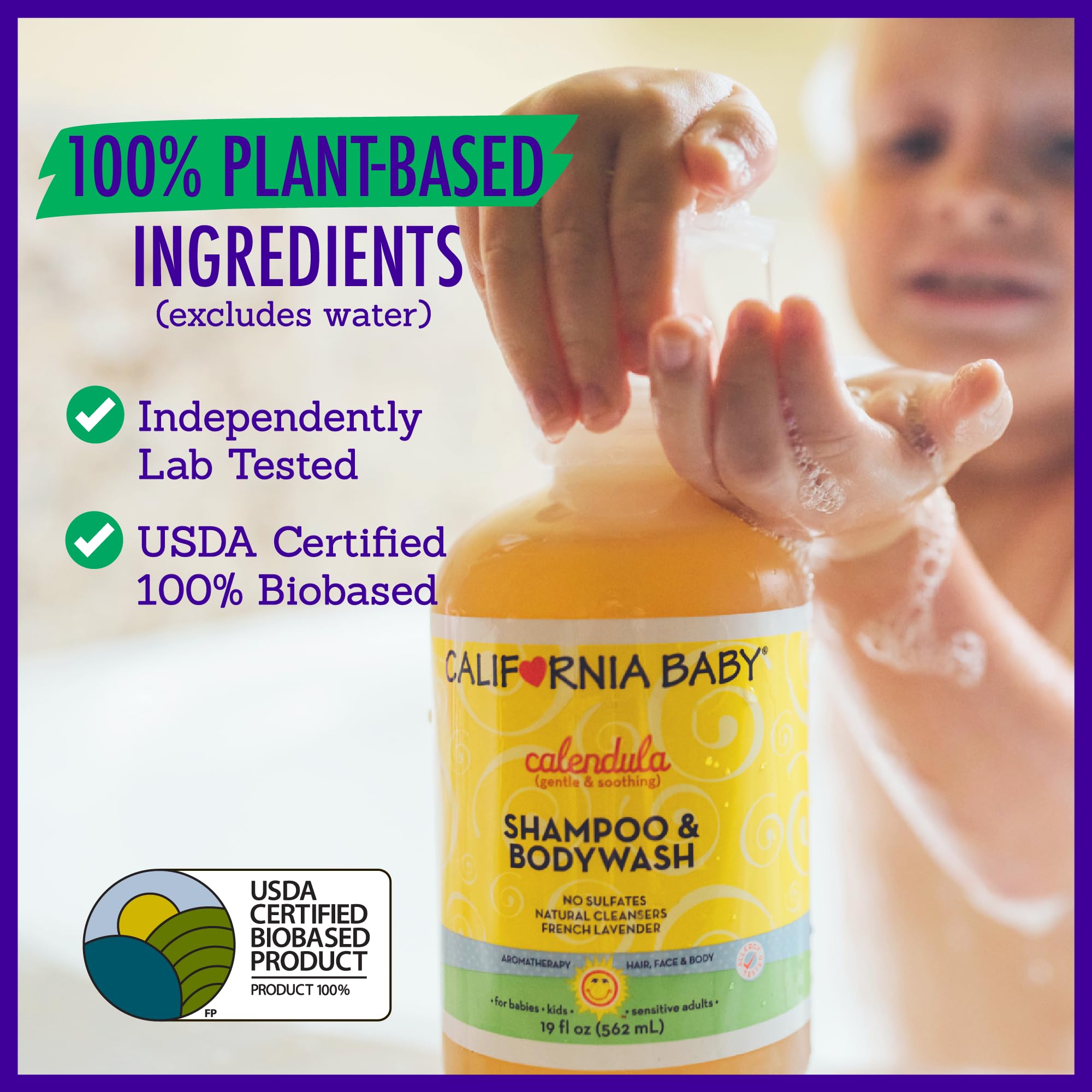 California Baby detalle del dispensador del frasco facilitando dosificación segura y sin desperdicio