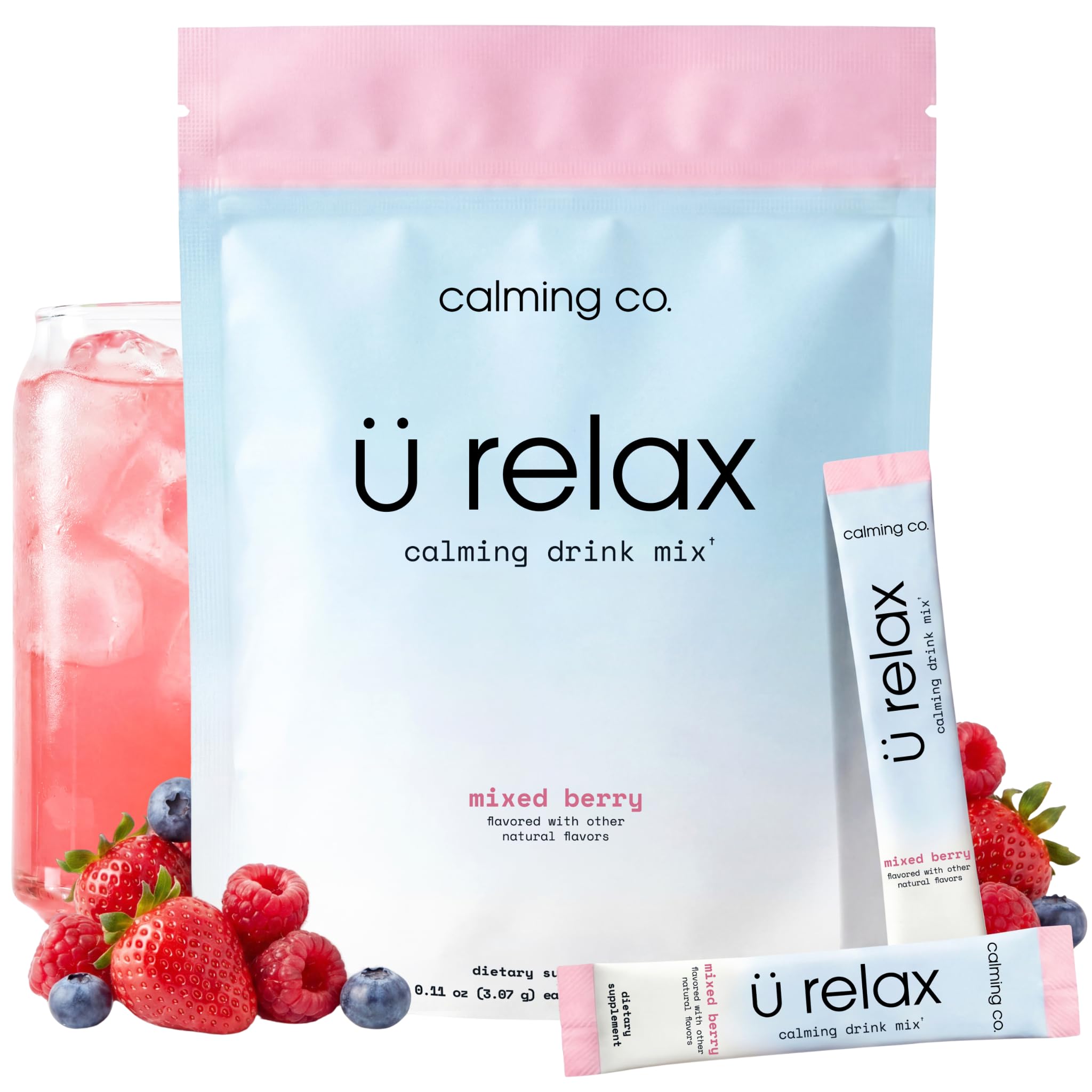 Calming Co. Ü Relax 2.0 envase frontal mostrando diseño y beneficio práctico