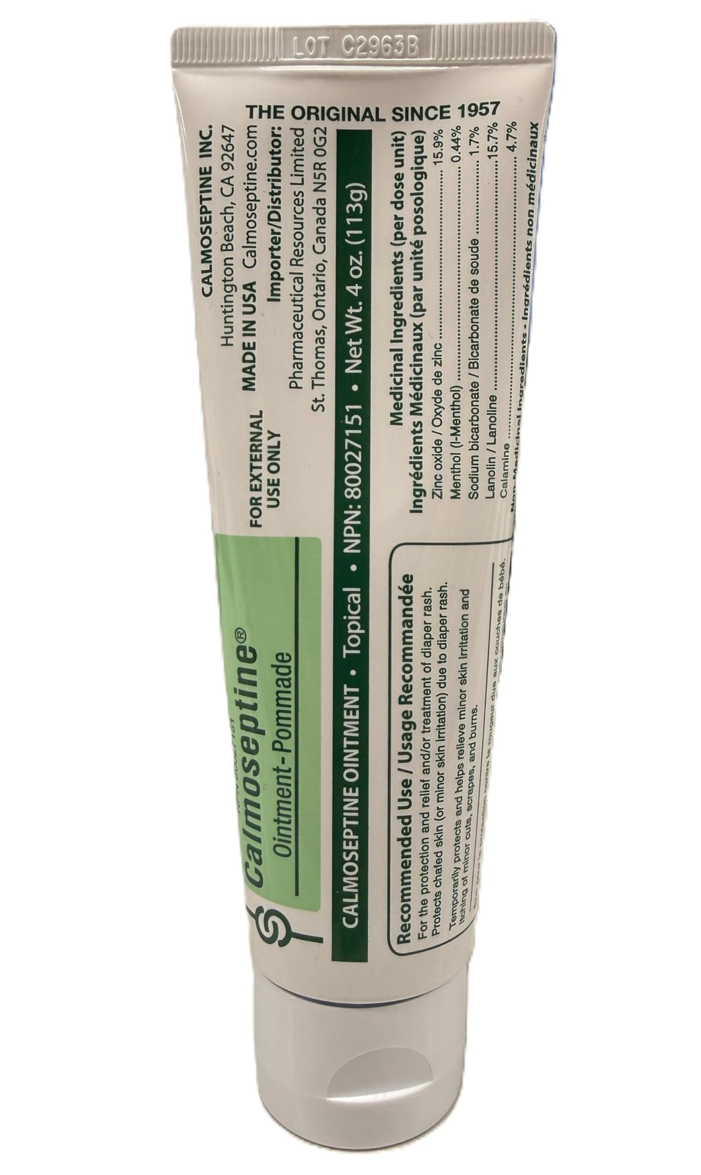 Calmoseptine envase frontal mostrando diseño y fácil aplicación