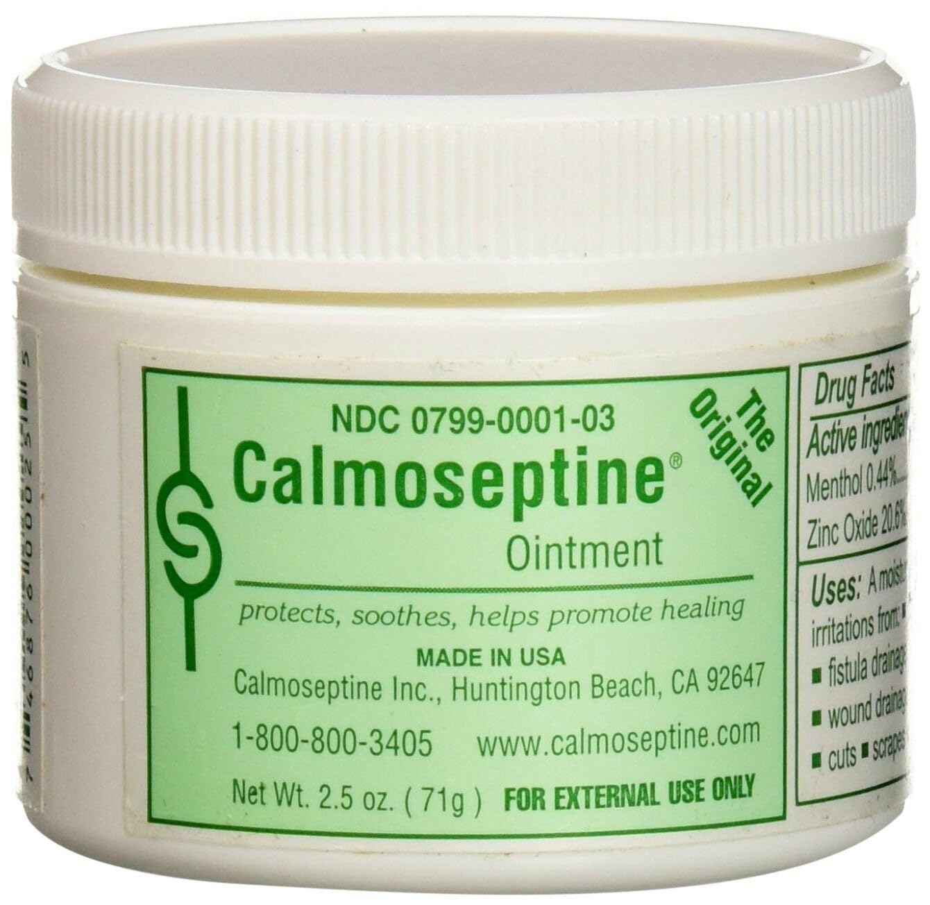Calmoseptine frasco frontal mostrando envase y uso fácil