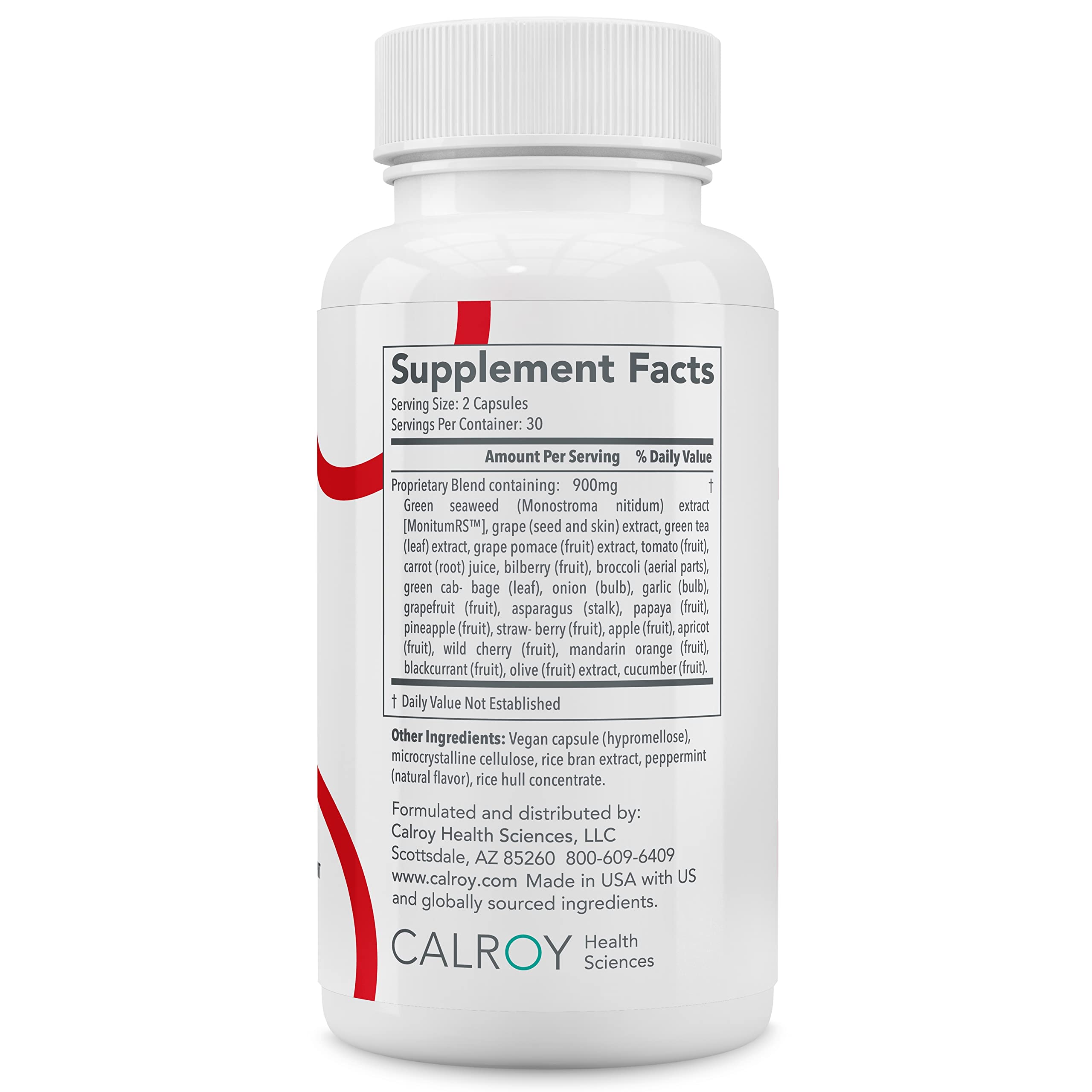 Calroy Arterosil etiqueta con lista de ingredientes y control de calidad