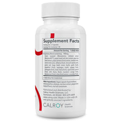 Calroy Arterosil etiqueta con lista de ingredientes y control de calidad