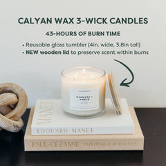 Calyan Wax Co. vela en salón creando ambiente acogedor y relajante