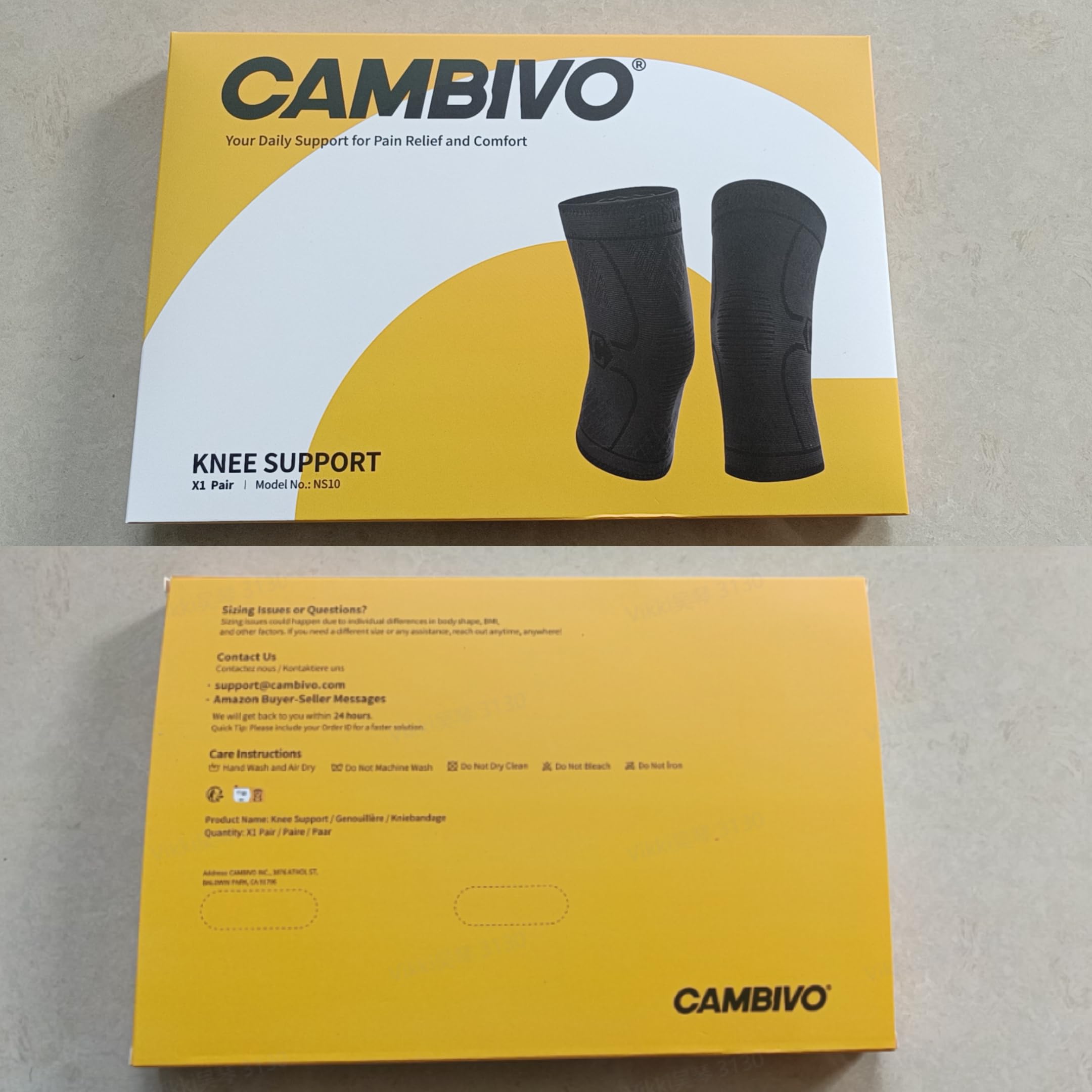 CAMBIVO pack de dos rodilleras negras listo para uso diario y deporte