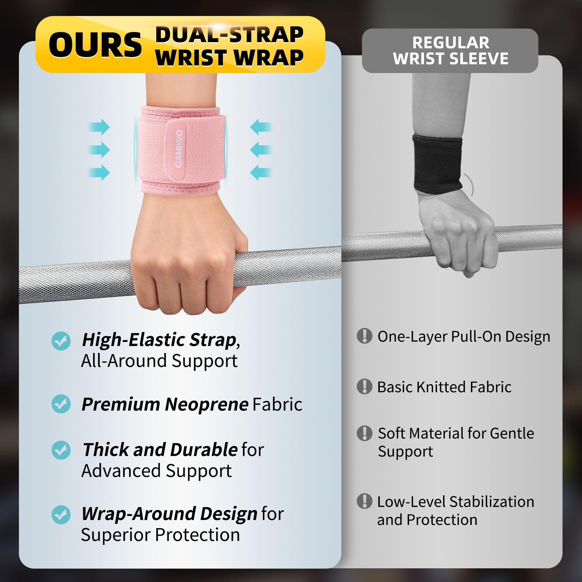 CAMBIVO comparación de tamaño con mano mostrando ajuste ergonómico y soporte equilibrado