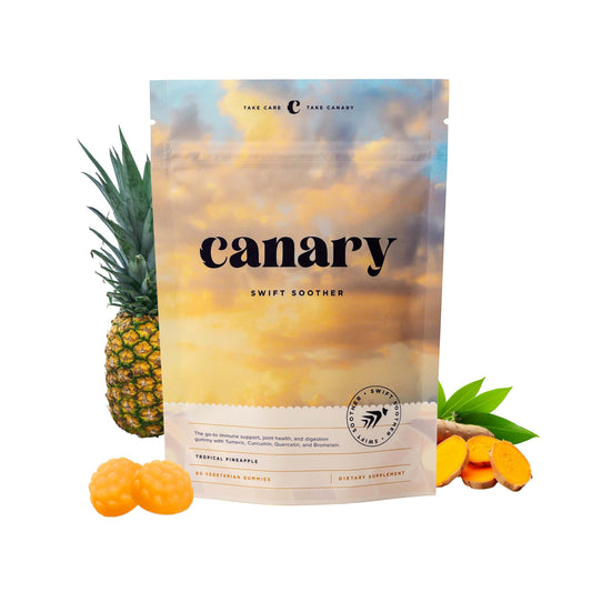 Canary Swift Soother frontal del envase mostrando etiqueta y sabor piña, ideal para empezar la rutina