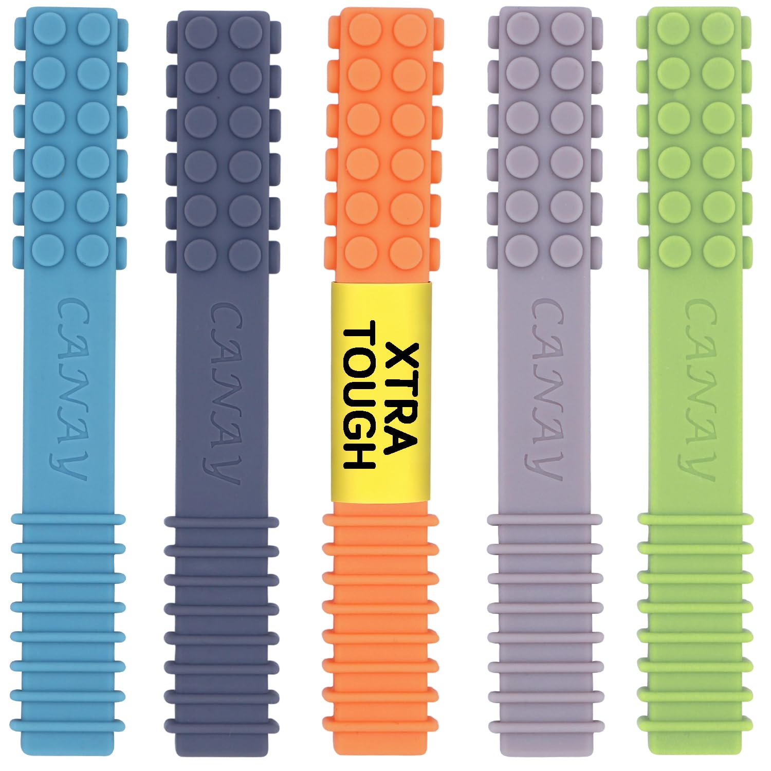 CANAY palito masticable frontal mostrando diseño y colores, seguridad visible