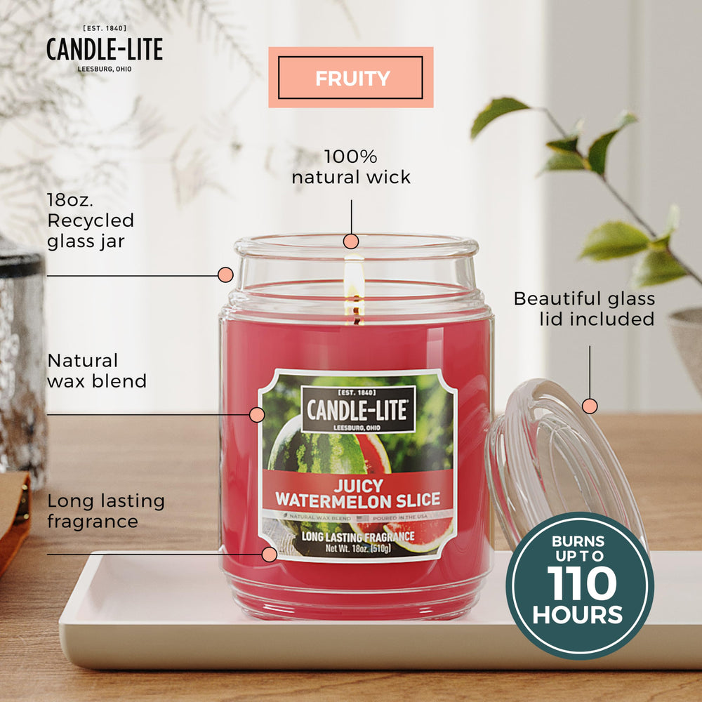 CANDLE-LITE plano detalle de la cera y mecha de algodón, beneficios de combustión limpia