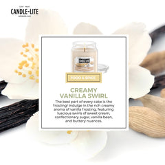 Candle-lite comparación de tamaño con mano mostrando escala práctica de 18 oz