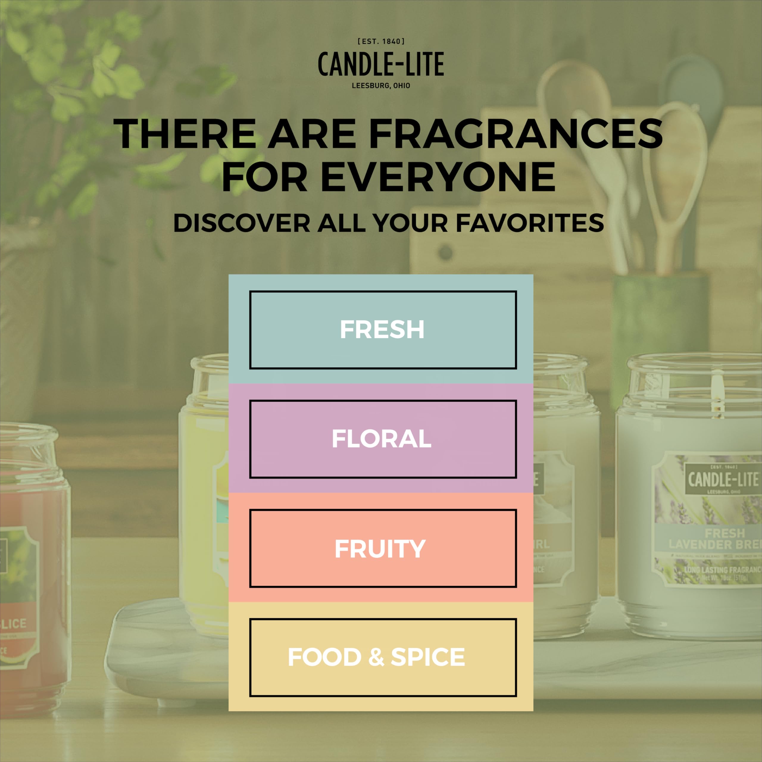 Candle-lite etiqueta con lista de notas olfativas señalando aroma gourmand apetecible