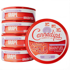 Cannadips envase frontal Grape Energy muestra diseño y ventaja portátil