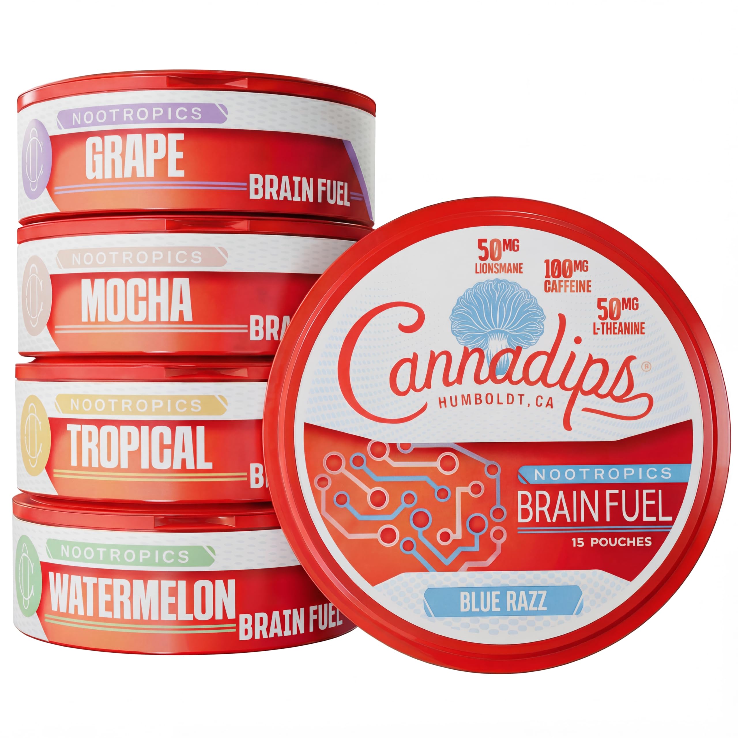 cannadips empaque frontal mostrando variedad, conveniente para llevar