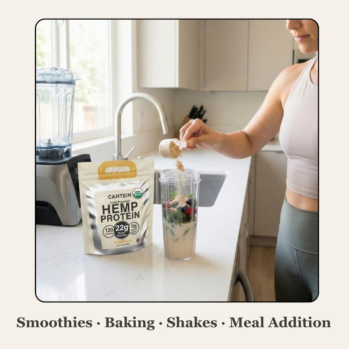 Cantein producto en cocina con receta saludable y apariencia apetecible