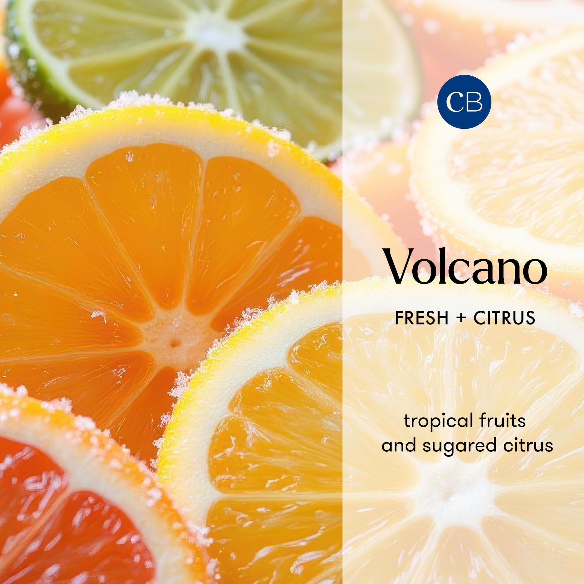 Capri Blue vial Volcano mostrando color y aroma de frutas tropicales