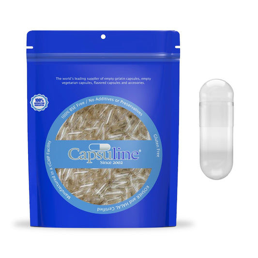 Capsuline paquete frontal mostrando 1000 cápsulas claras y beneficios de control