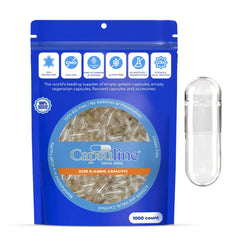 Capsuline cápsulas Size 0 paquete frontal mostrando cantidad y transparencia