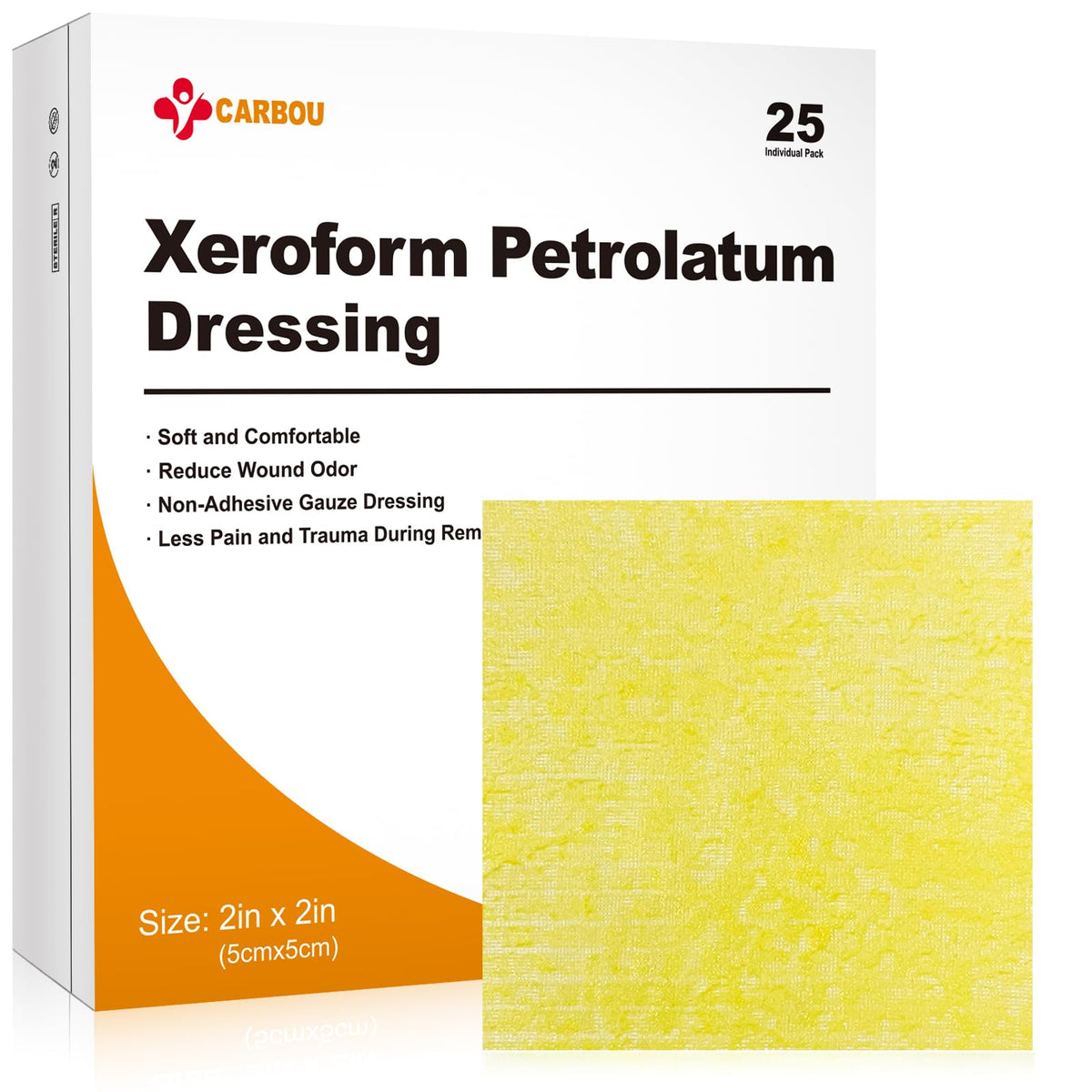 CARBOU imagen frontal del paquete mostrando 25 apósitos y beneficio de higiene