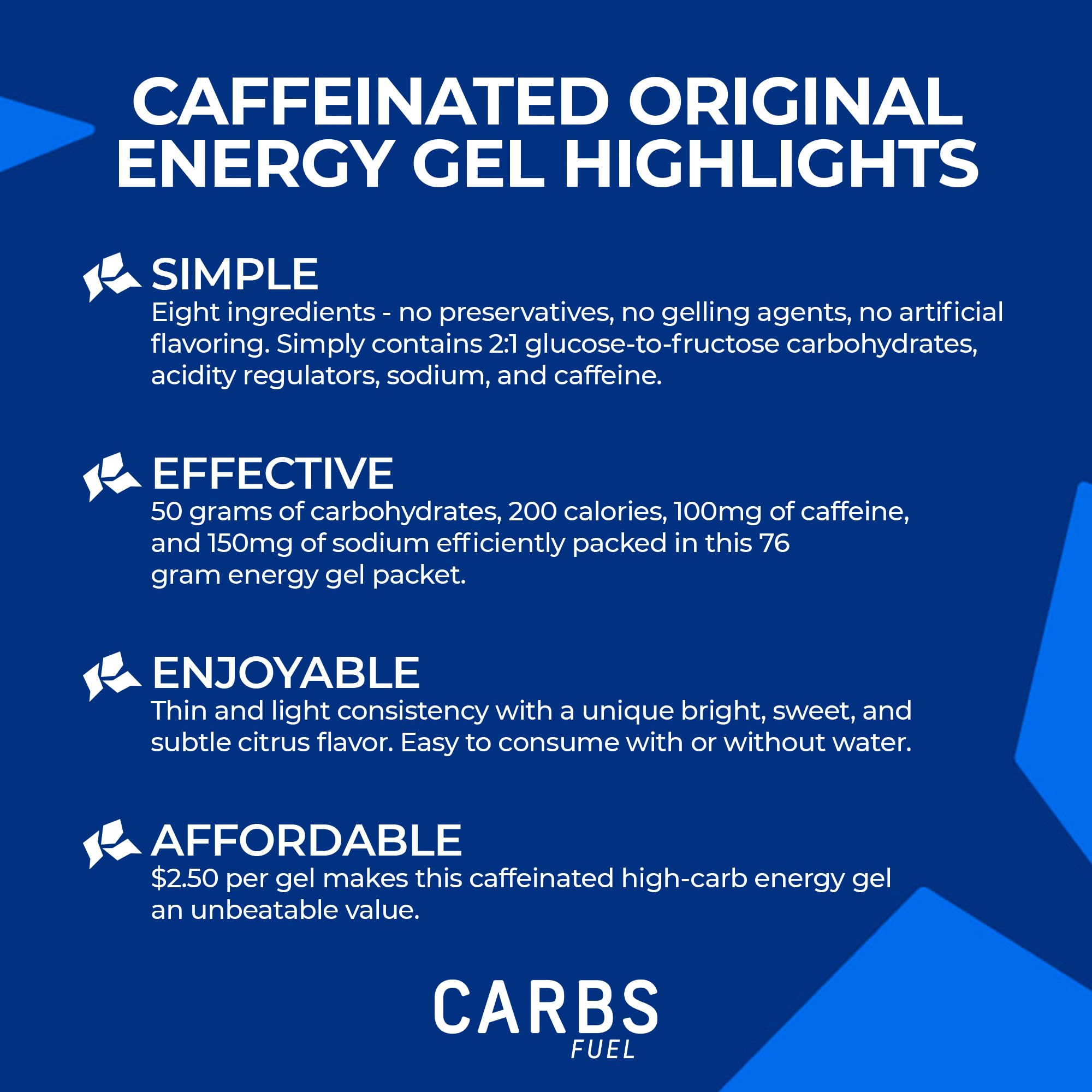 Carbs Fuel detalle de la textura del gel, fácil de tragar durante el ejercicio