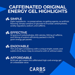 Carbs Fuel detalle de la textura del gel, fácil de tragar durante el ejercicio
