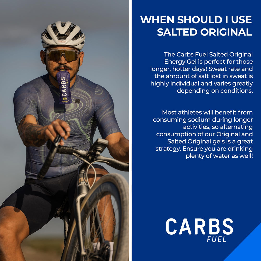 Carbs Fuel atleta consumiendo durante una carrera para energía rápida