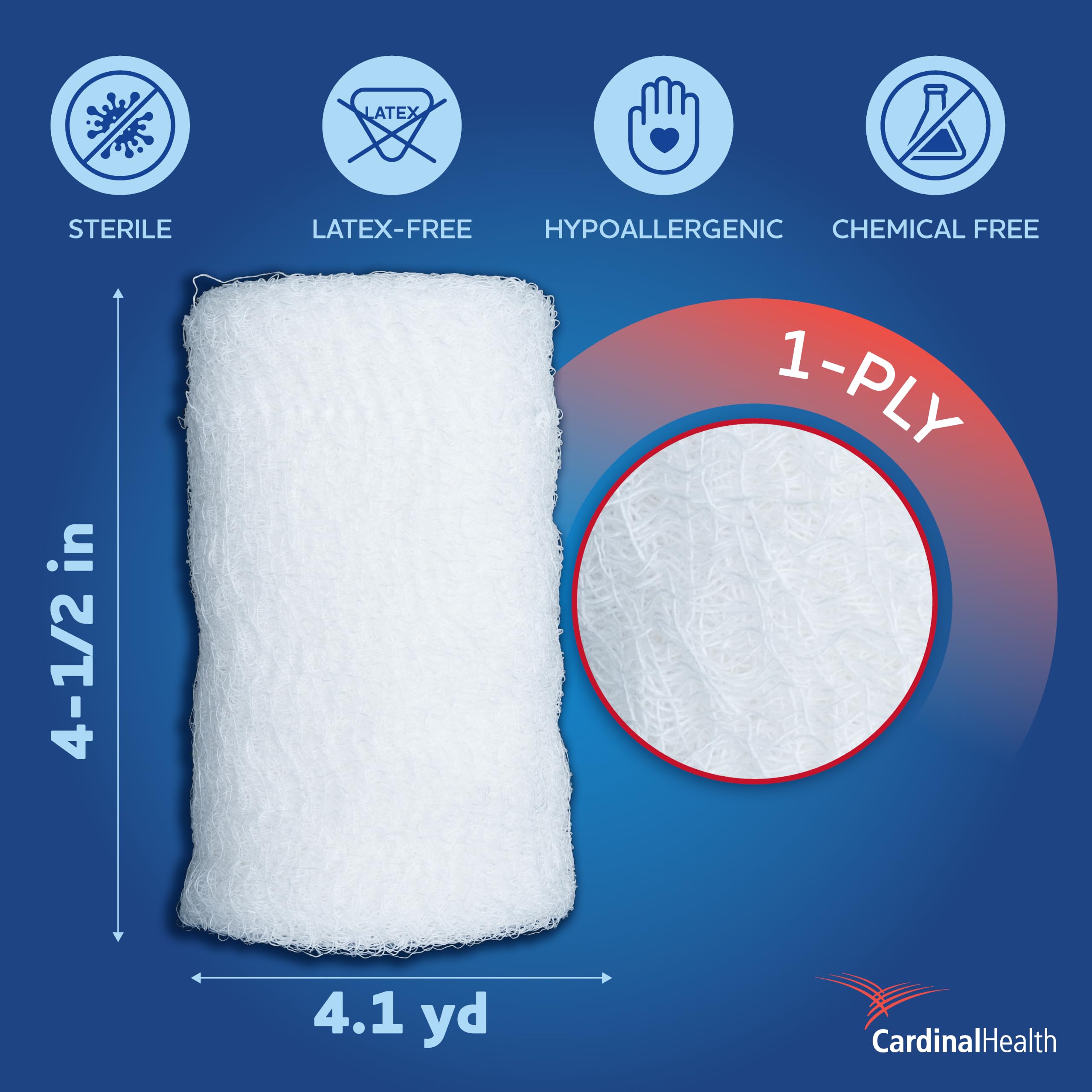 Cardinal Health Kerlix detalle de textura de gasa abierta que mejora absorción