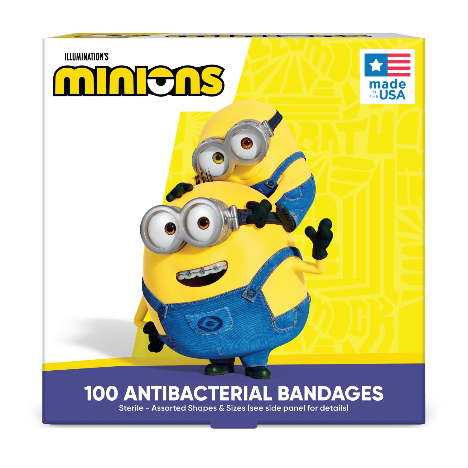 CARE BAND paquete frontal con diseños Minions y beneficio de protección rápida