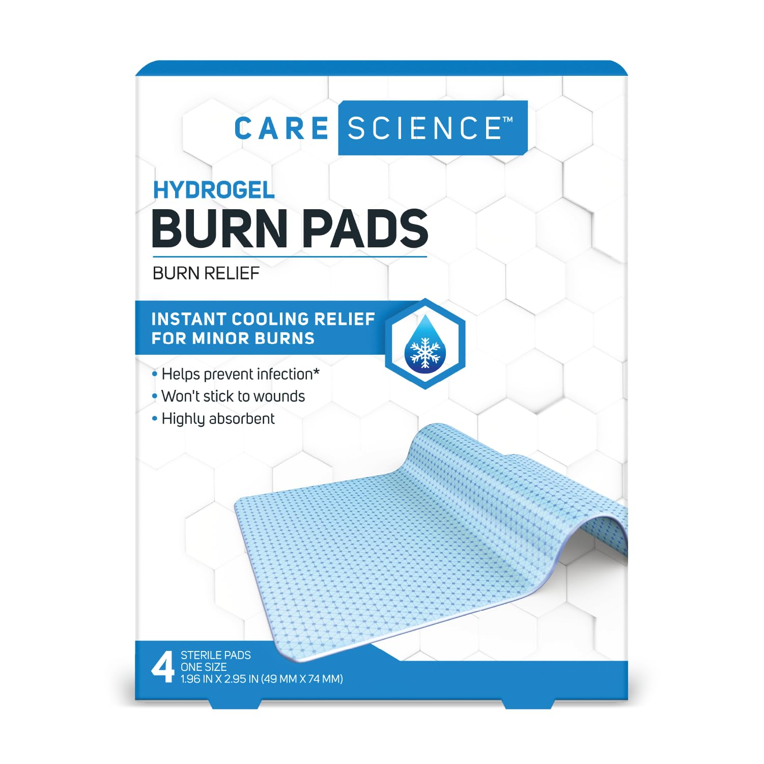 Care Science empaque frontal mostrando paquete estéril y conteo de 4