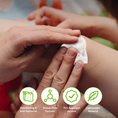Care Touch aplicación en mano demostrando limpieza rápida antes de inyección