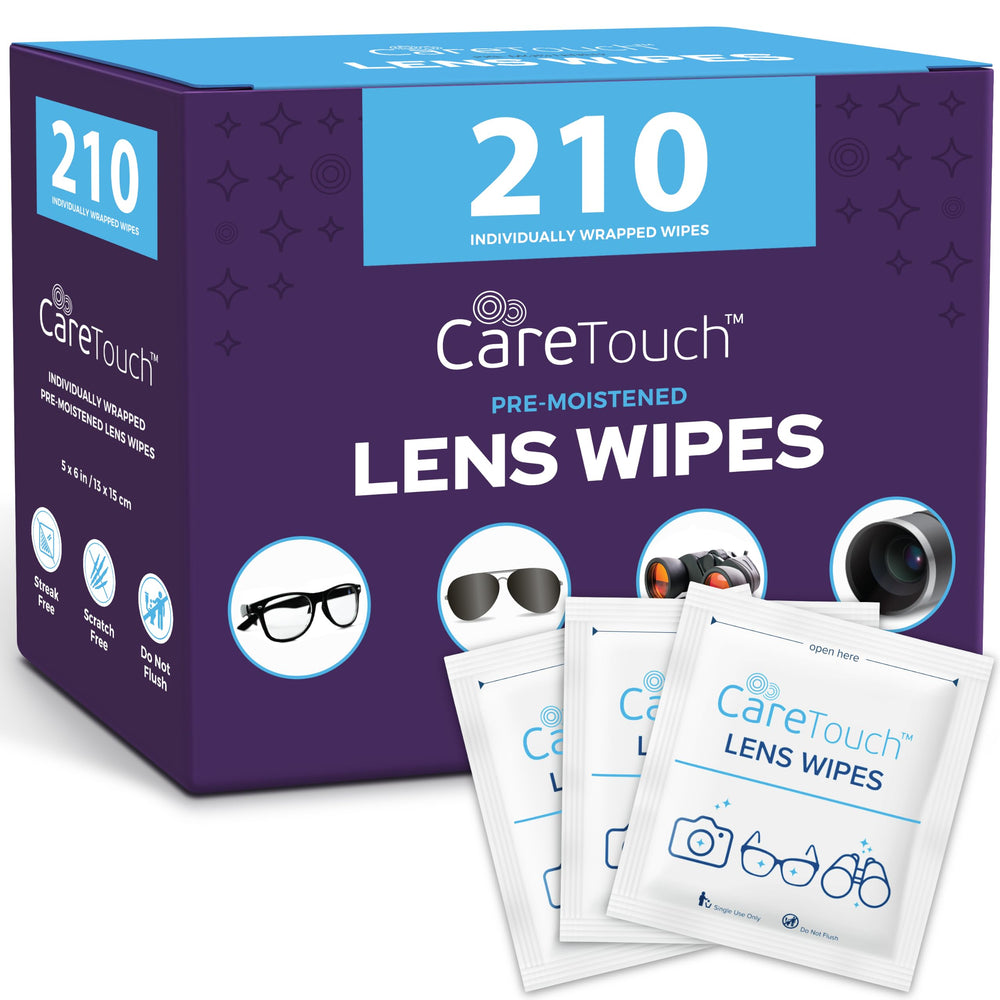 Care Touch paquete frontal mostrando 210 toallitas, ideal para almacenamiento